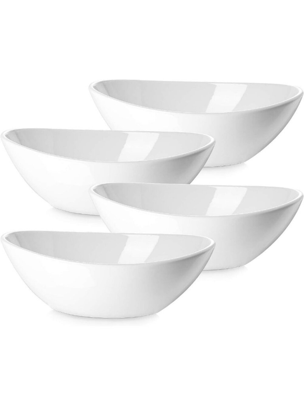 Large Oval Serving Bowls Set of 4 - 9.25" Microwave & Dishwasher Safe for